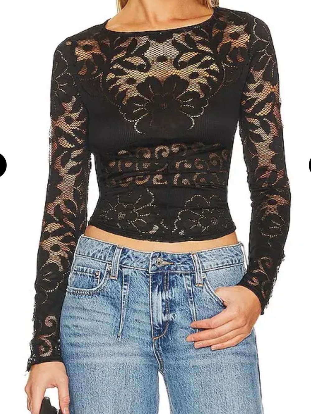 FREE PEOPLE Black Wild Roses Lace
Top XS Whtchy Dark Romantic
Festival Whimsigot